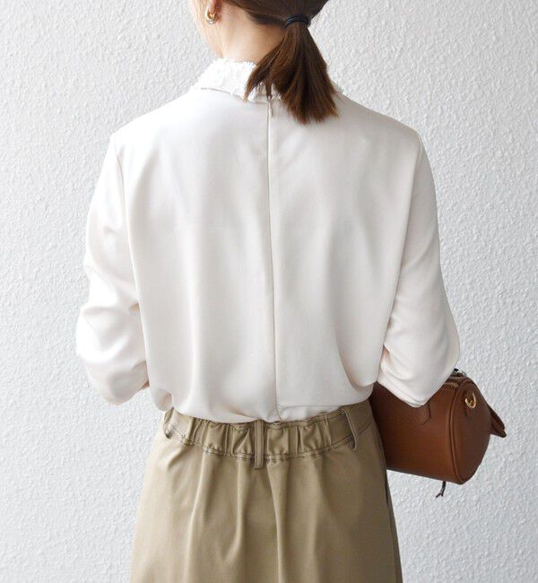 SHIPS any「SHIPS any:〈洗濯機可能〉サテン レースカラー ブラウス」|シャツ・ブラウス|