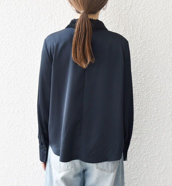 SHIPS any「SHIPS any:〈洗濯機可能〉サテン レースカラー ブラウス」|シャツ・ブラウス|