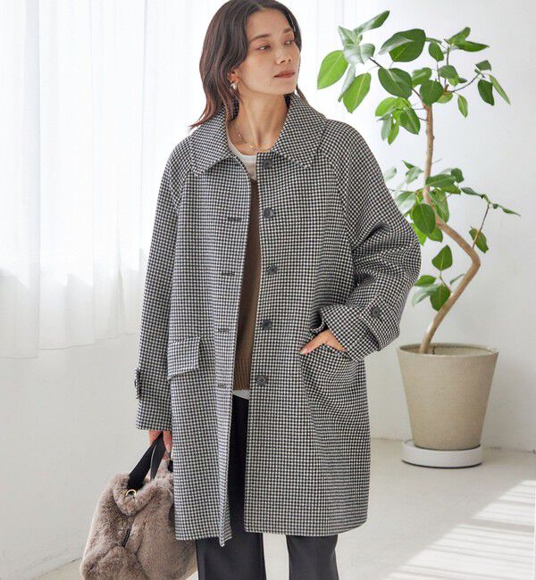 SHIPS for women「千鳥 / ソリッド ウール メルトン ステンカラー コート」|ステンカラーコート|