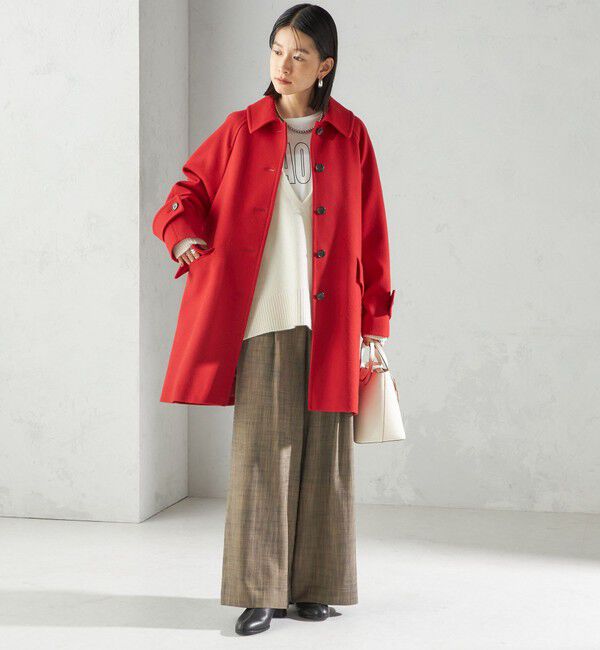SHIPS for women「千鳥 / ソリッド ウール メルトン ステンカラー コート」|ステンカラーコート|