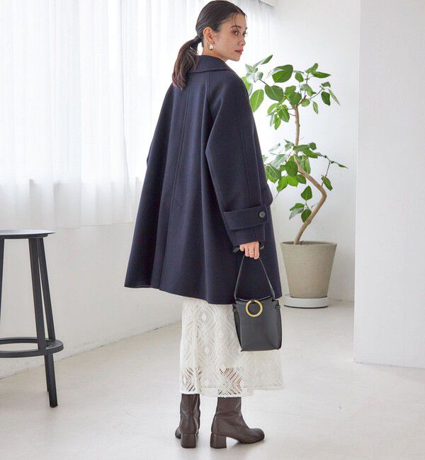 SHIPS for women「千鳥 / ソリッド ウール メルトン ステンカラー コート」|ステンカラーコート|