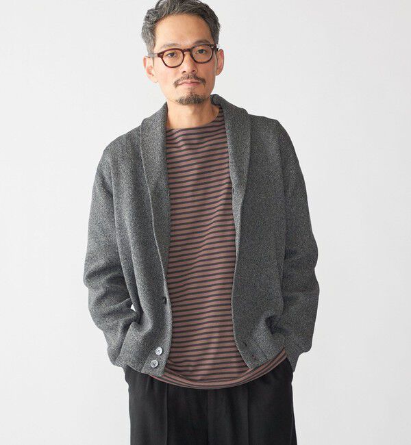 SHIPS「SHIPS:〈手洗い可能〉ミックス ポリ ショールカラー ニット カーディガン」|カーディガン|
