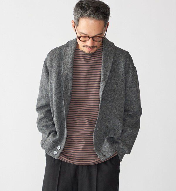 SHIPS「SHIPS:〈手洗い可能〉ミックス ポリ ショールカラー ニット カーディガン」|カーディガン|