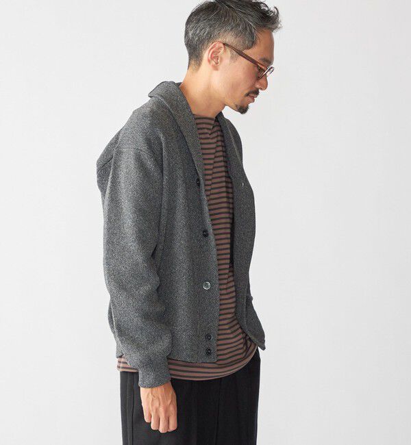 SHIPS「SHIPS:〈手洗い可能〉ミックス ポリ ショールカラー ニット カーディガン」|カーディガン|