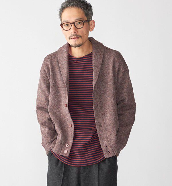 SHIPS「SHIPS:〈手洗い可能〉ミックス ポリ ショールカラー ニット カーディガン」|カーディガン|