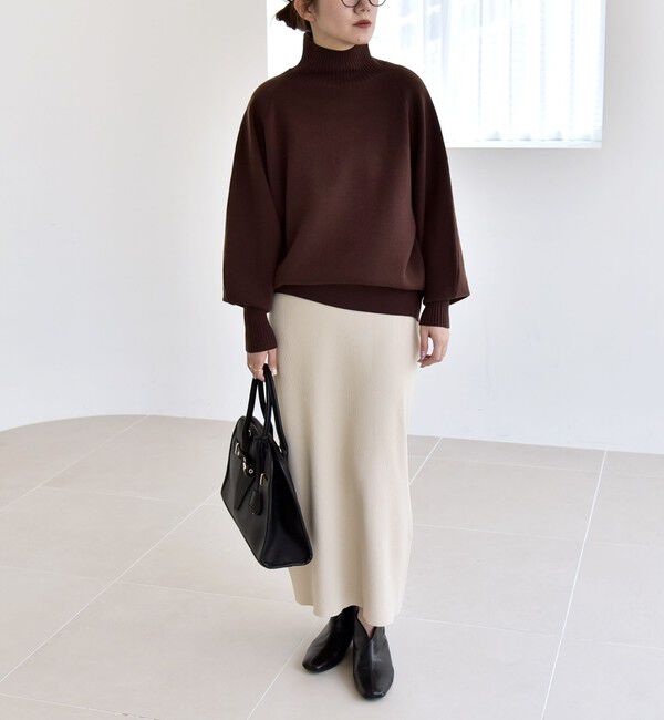 quaranciel「quaranciel:〈洗濯機可能〉タートルネック ラグラン ロングリブ ニット プルオーバー」|ニット・セーター|