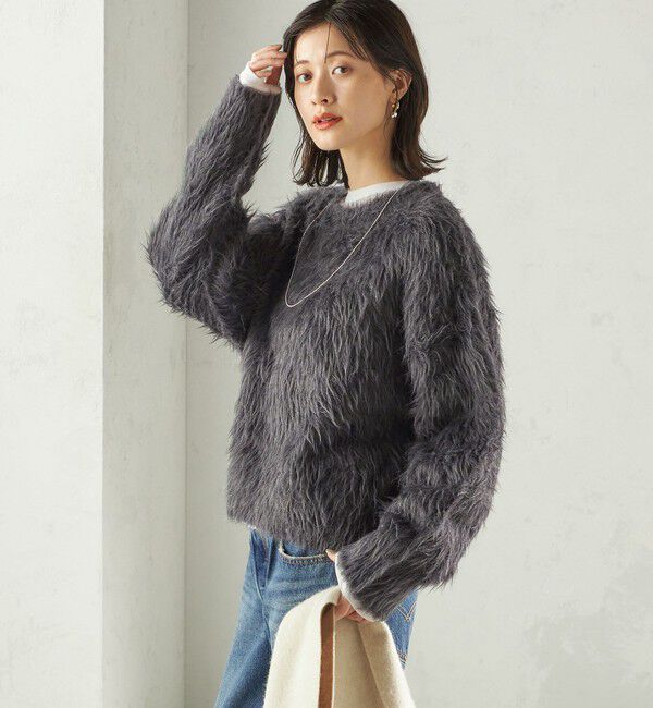 SHIPS for women「〈手洗い可能〉シャギー ファー クルーネック プルオーバー」|ニット・セーター|