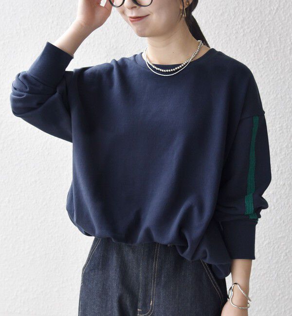 SHIPS any「SHIPS any:〈洗濯機可能〉裏毛 バイカラー ドロスト ルーズ スウェット プルオーバー」|スウェット・ジャージ|