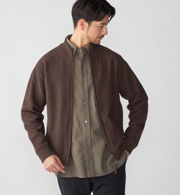 SHIPS「SHIPS: 〈手洗い可能〉SOLOTEX(R) ピケ ドライバーズ ニット」|カーディガン|