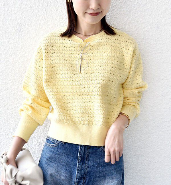 SHIPS for women「〈手洗い可能〉柄編み 2WAY カーディガン」|カーディガン|イエロー