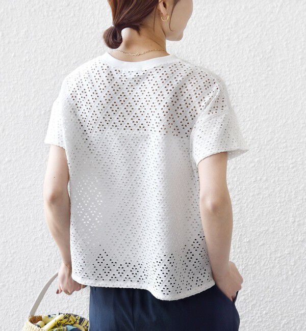 SHIPS for women「《一部追加予約》〈手洗い可能〉アイレット ショート スリーブ プルオーバー」|Tシャツ・カットソー|