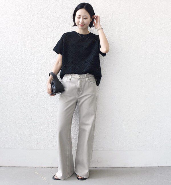 SHIPS for women「《一部追加予約》〈手洗い可能〉アイレット ショート スリーブ プルオーバー」|Tシャツ・カットソー|