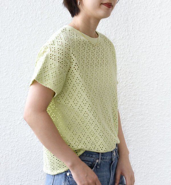 SHIPS for women「《一部追加予約》〈手洗い可能〉アイレット ショート スリーブ プルオーバー」|Tシャツ・カットソー|
