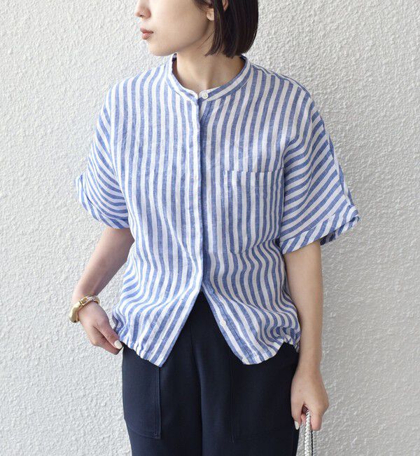 SHIPS Colors 「SHIPS Colors:〈洗濯機可能〉ユーロリネン (EURO Linen) ドロスト シャツ2◇」|シャツ・ブラウス|ブルー