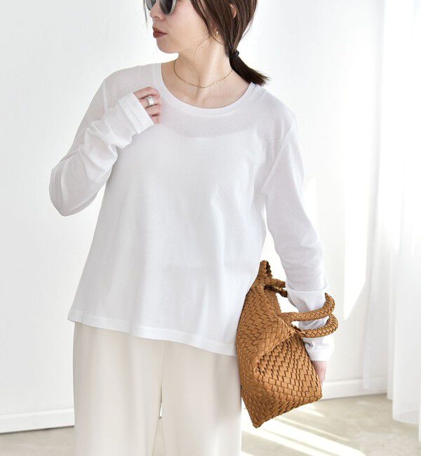 quaranciel「quaranciel:〈接触冷感/手洗い可能〉シアー コットン クルーネック ロンTEE」|Tシャツ・カットソー|