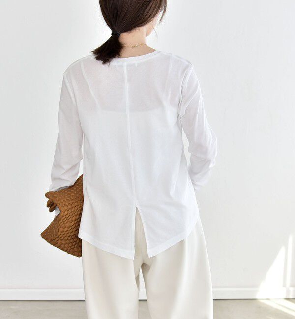 quaranciel「quaranciel:〈接触冷感/手洗い可能〉シアー コットン クルーネック ロンTEE」|Tシャツ・カットソー|