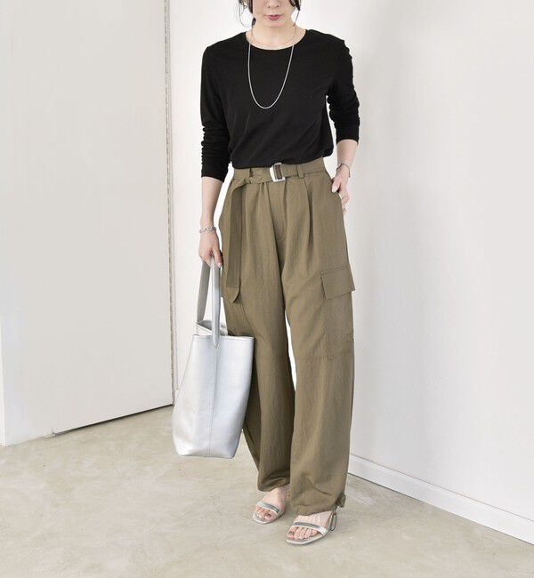 quaranciel「quaranciel:〈接触冷感/手洗い可能〉シアー コットン クルーネック ロンTEE」|Tシャツ・カットソー|