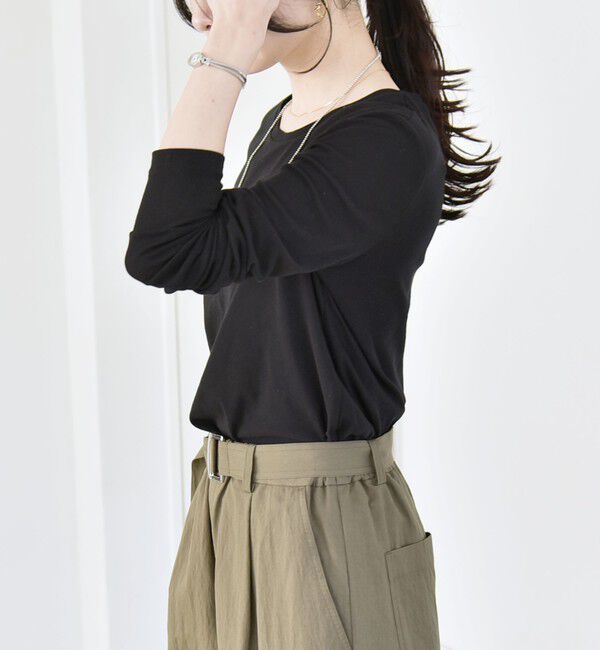 quaranciel「quaranciel:〈接触冷感/手洗い可能〉シアー コットン クルーネック ロンTEE」|Tシャツ・カットソー|