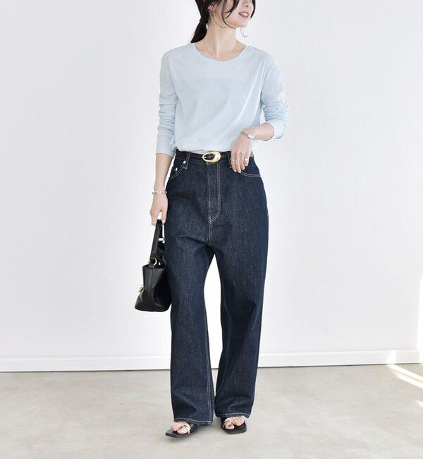 quaranciel「quaranciel:〈接触冷感/手洗い可能〉シアー コットン クルーネック ロンTEE」|Tシャツ・カットソー|