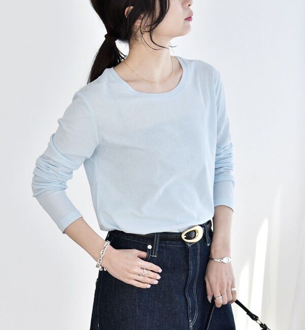 quaranciel「quaranciel:〈接触冷感/手洗い可能〉シアー コットン クルーネック ロンTEE」|Tシャツ・カットソー|