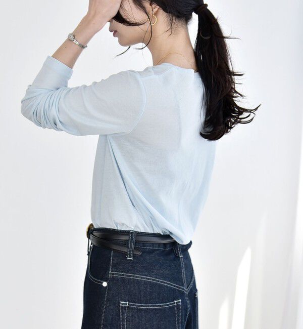 quaranciel「quaranciel:〈接触冷感/手洗い可能〉シアー コットン クルーネック ロンTEE」|Tシャツ・カットソー|