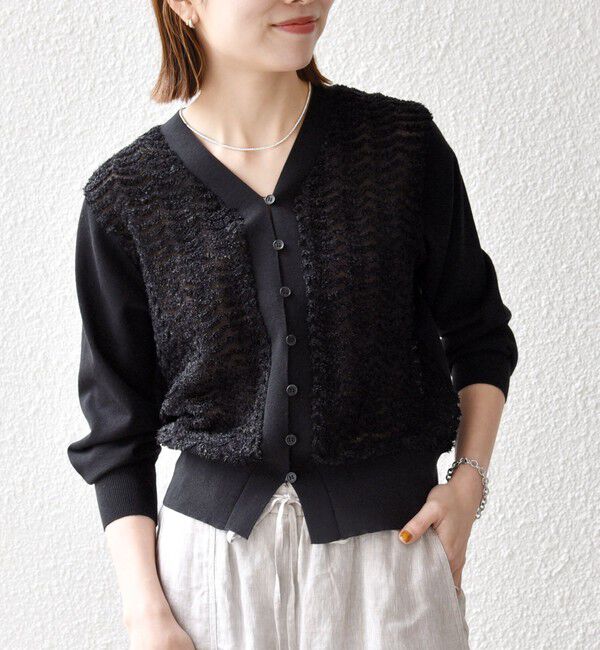 SHIPS any「《予約》SHIPS any:〈手洗い可能〉シアー ジャカード コンパクト カーディガン」|カーディガン|