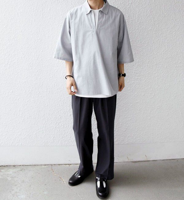 SHIPS any「SHIPS any:〈洗濯機可能〉ボイル スキッパー ハーフスリーブ プルオーバー シャツ◆」|シャツ・ブラウス|