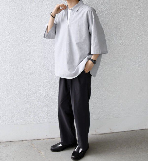 SHIPS any「SHIPS any:〈洗濯機可能〉ボイル スキッパー ハーフスリーブ プルオーバー シャツ◆」|シャツ・ブラウス|