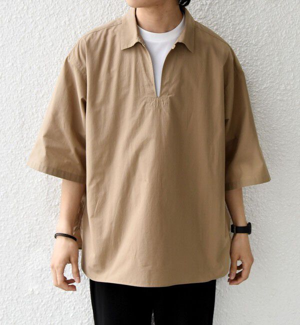 SHIPS any「SHIPS any:〈洗濯機可能〉ボイル スキッパー ハーフスリーブ プルオーバー シャツ◆」|シャツ・ブラウス|