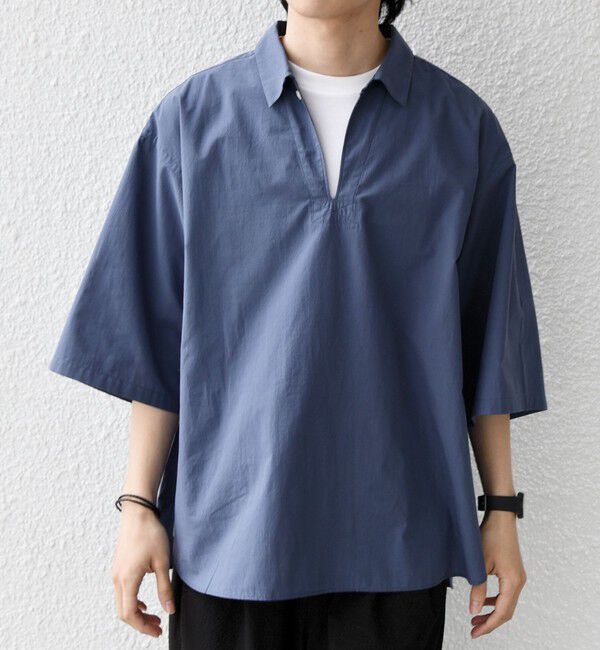 SHIPS any「SHIPS any:〈洗濯機可能〉ボイル スキッパー ハーフスリーブ プルオーバー シャツ◆」|シャツ・ブラウス|