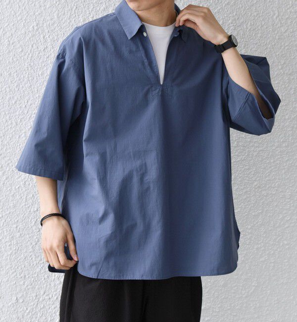 SHIPS any「SHIPS any:〈洗濯機可能〉ボイル スキッパー ハーフスリーブ プルオーバー シャツ◆」|シャツ・ブラウス|