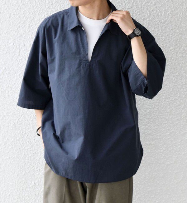 SHIPS any「SHIPS any:〈洗濯機可能〉ボイル スキッパー ハーフスリーブ プルオーバー シャツ◆」|シャツ・ブラウス|