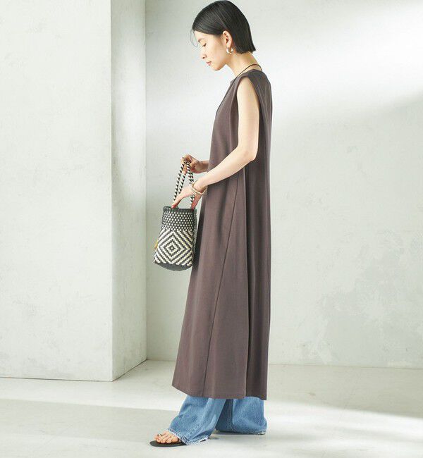 SHIPS for women「《予約》〈接触冷感/吸水速乾/洗濯機可能〉ハイゲージ ポンチ ノースリーブ ワンピース」|ワンピース|