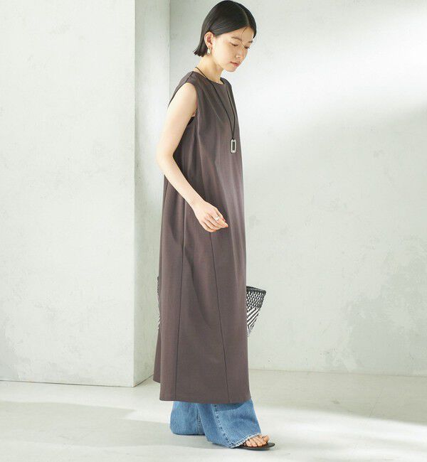 SHIPS for women「《予約》〈接触冷感/吸水速乾/洗濯機可能〉ハイゲージ ポンチ ノースリーブ ワンピース」|ワンピース|