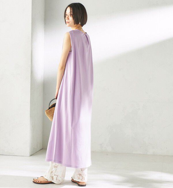 SHIPS for women「《予約》〈接触冷感/吸水速乾/洗濯機可能〉ハイゲージ ポンチ ノースリーブ ワンピース」|ワンピース|ラベンダー