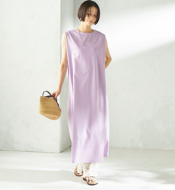 SHIPS for women「《予約》〈接触冷感/吸水速乾/洗濯機可能〉ハイゲージ ポンチ ノースリーブ ワンピース」|ワンピース|