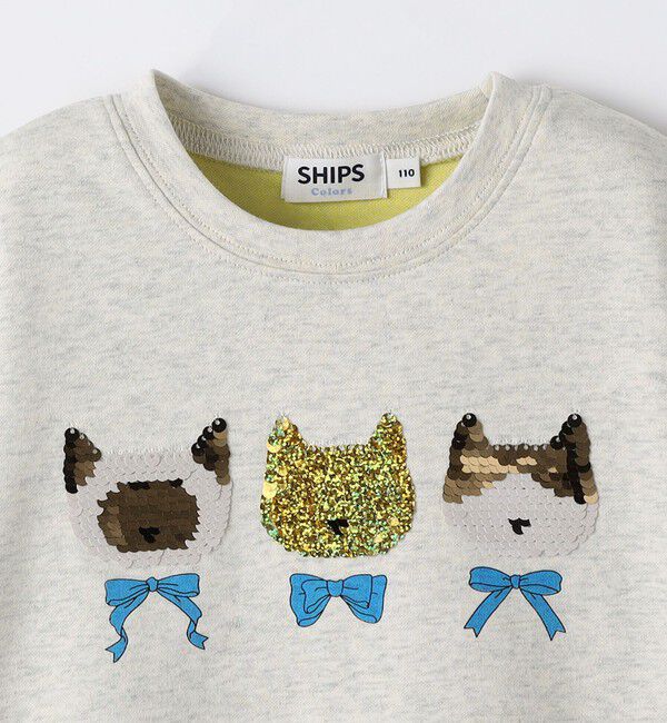SHIPS Colors 「《予約》SHIPS Colors:100～130cm /〈手洗い可能〉スパンコール 刺繍 Tシャツ◆」|Tシャツ・カットソー|