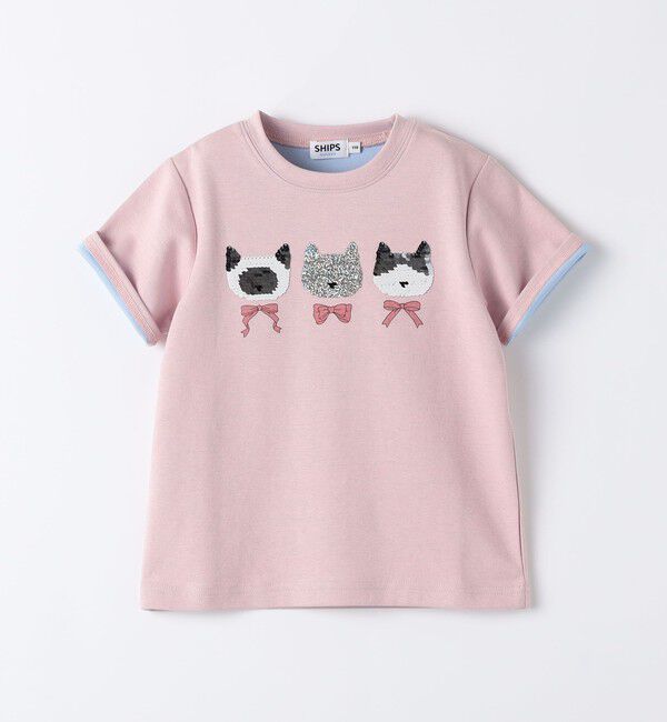 SHIPS Colors 「《予約》SHIPS Colors:100～130cm /〈手洗い可能〉スパンコール 刺繍 Tシャツ◆」|Tシャツ・カットソー|