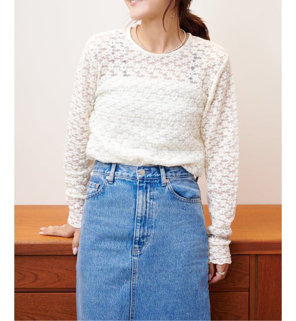 OUTDOOR PRODUCTS Usual Things「フラワーストレッチカットレースプルオーバー」|Tシャツ・カットソー|ナチュラル