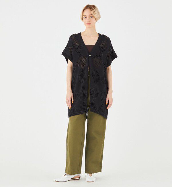 MACPHEE「アーガイルメッシュ Vネックカーディガン」|カーディガン|