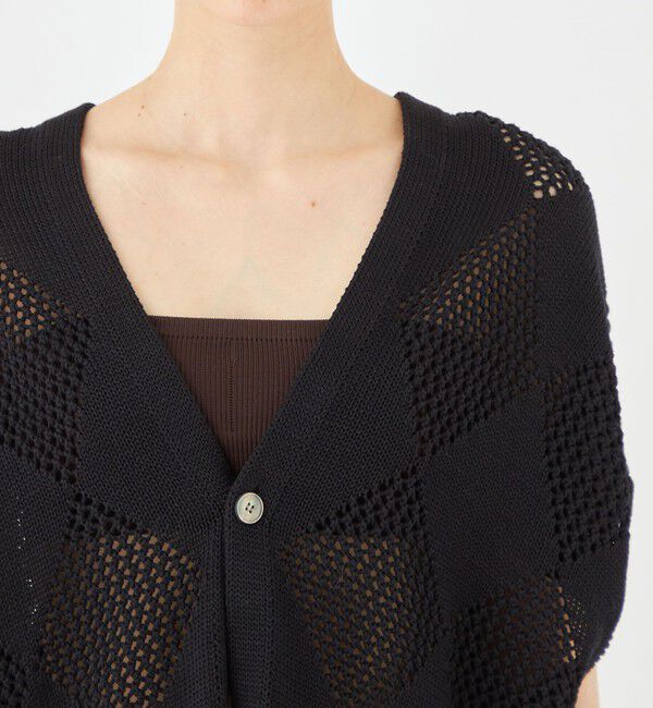 MACPHEE「アーガイルメッシュ Vネックカーディガン」|カーディガン|