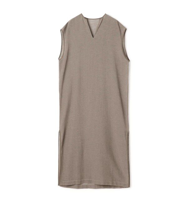 MACPHEE「コットンポリエステルメッシュ キーネックワンピース」|ワンピース|57 カーキ