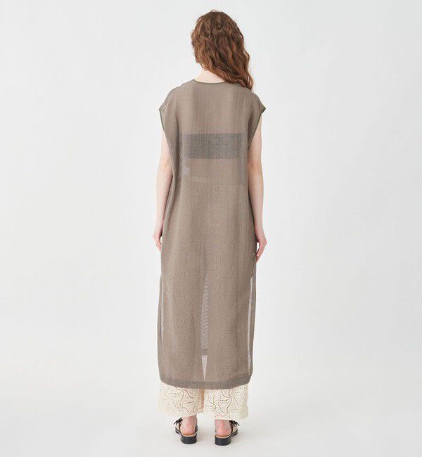 MACPHEE「コットンポリエステルメッシュ キーネックワンピース」|ワンピース|