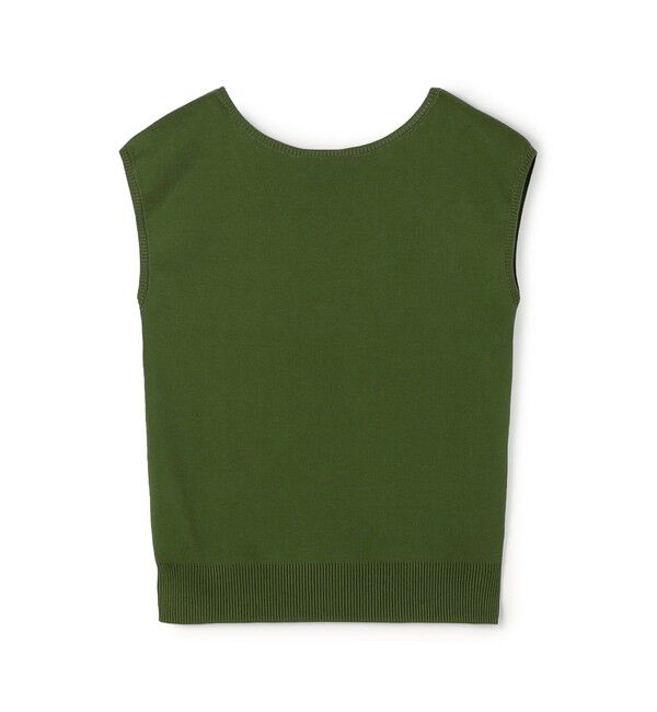 CABaN「コットンポリエステル バックオープンフレンチスリーブプルオーバー」|ニット・セーター|55 グリーン