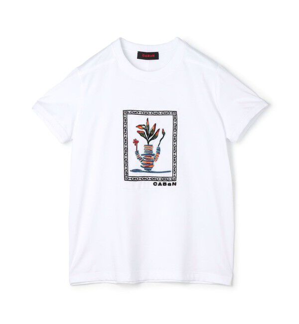 CABaN「スビンコットン アフリカンエンブロイダリーＴシャツ」|Tシャツ・カットソー|12 ホワイト系
