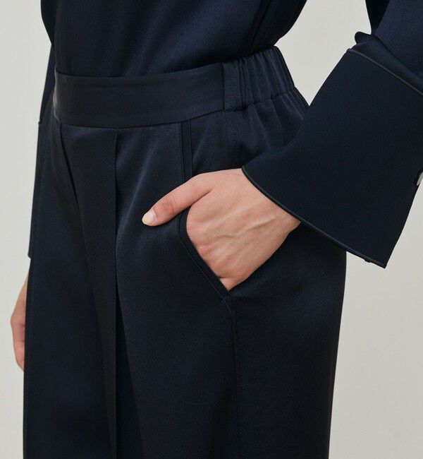 DES PRES「サテンジョーゼット タックワイドパンツ」|スラックス|
