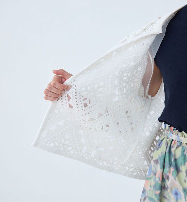 Ballsey「ダイヤモチーフエンブロイダリー クルーネックジャケット」|ノーカラージャケット|