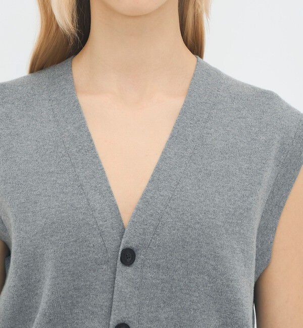 CABaN「コットンカシミヤ Vネックドロップショルダーベスト」|ベスト・ジレ|