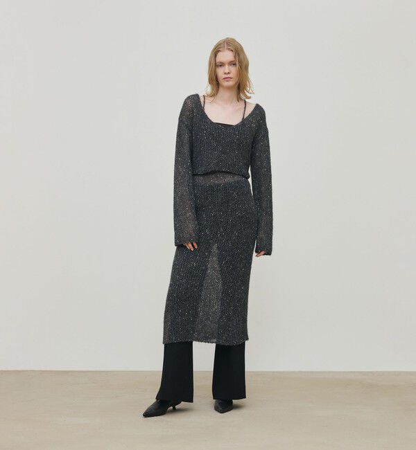 DES PRES「アルパカラメ ショートVネックプルオーバー」|ニット・セーター|