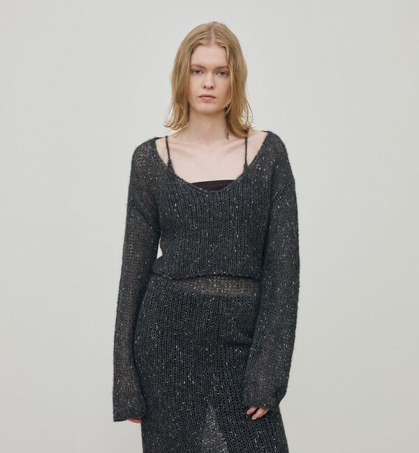 DES PRES「アルパカラメ ショートVネックプルオーバー」|ニット・セーター|